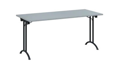 SLA 160 lak skládací jednací stůl 1600x700, deska 25 mm, podnož černý lak, deska šedá